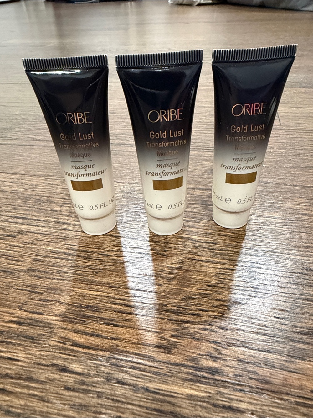 3 travel size Oribe Gold Lust Transformative Masque Trio